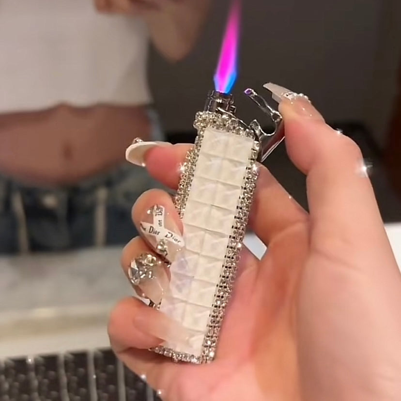 Artisan Crystal-Encrusted Lighter – Handmade Gold Plated, Gift Box Included