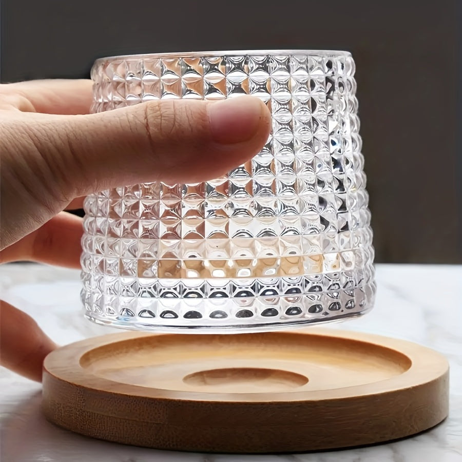 [Creative Whiskey Glass] Reusable Rotating Whiskey Glass Cup Set with Wooden Base | Dishwasher Safe, Perfect for Cocktails & Spirits, Creative Home Bar Accessory