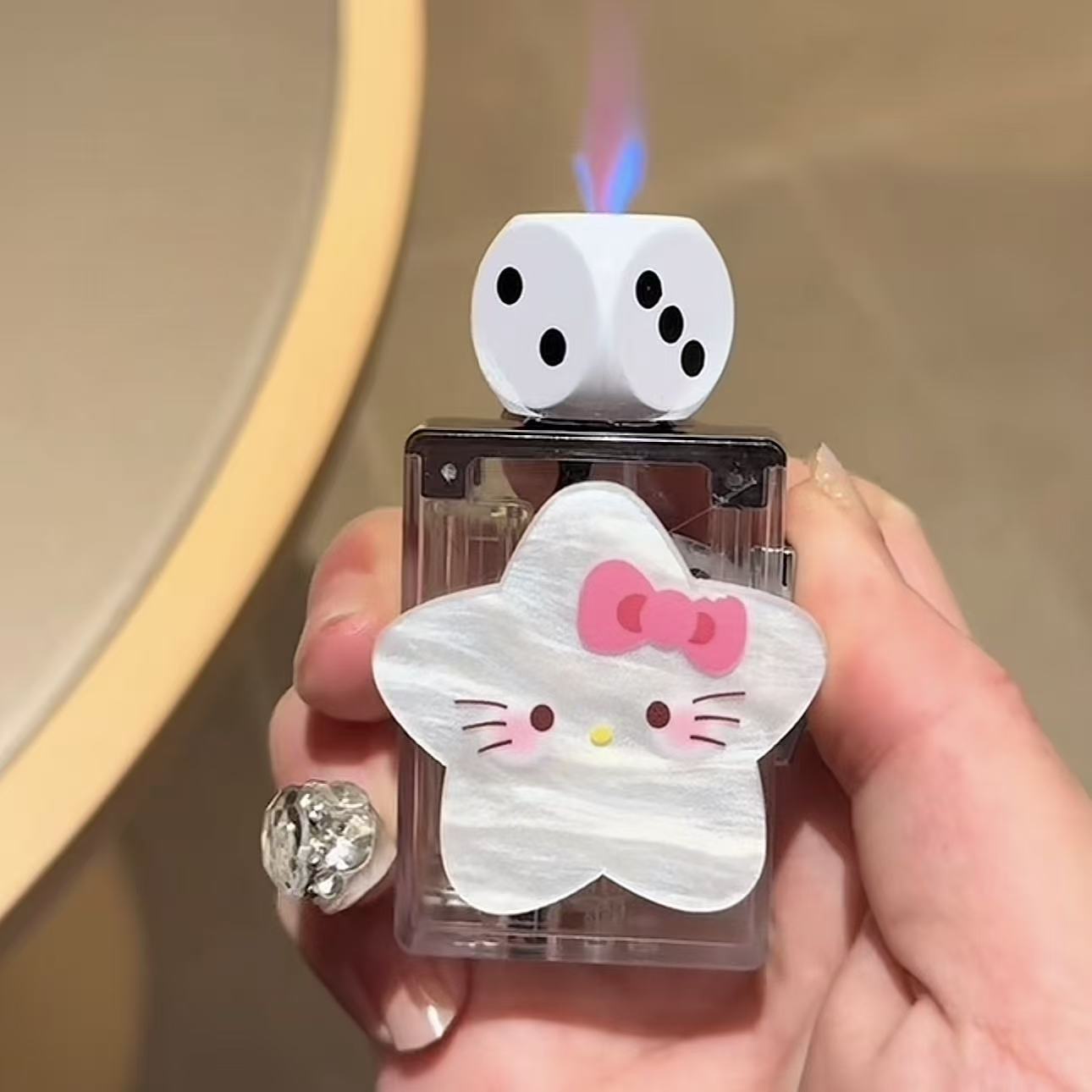 Cartoon-style Windproof Transparent Spinning Top Lighter