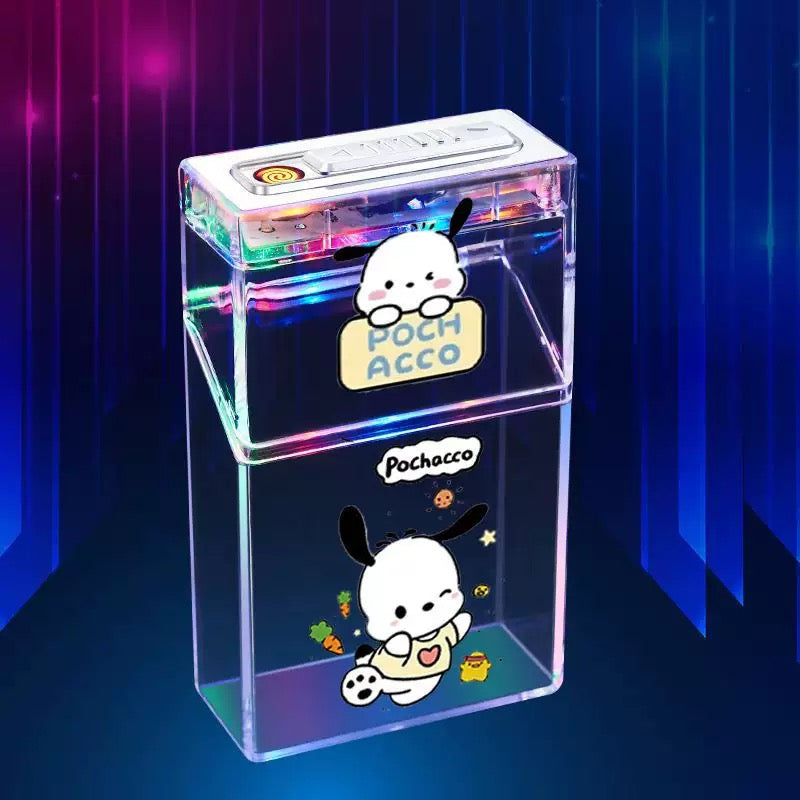 Creative personality transparent cigarette box charging lighter all-in-one cartoon kitty