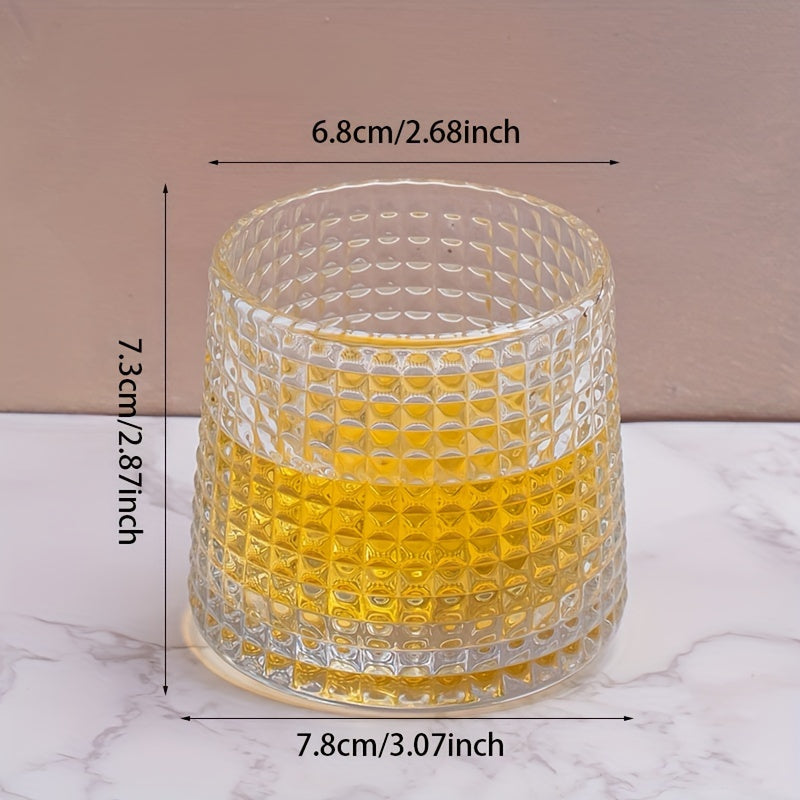 [Creative Whiskey Glass] Reusable Rotating Whiskey Glass Cup Set with Wooden Base | Dishwasher Safe, Perfect for Cocktails & Spirits, Creative Home Bar Accessory