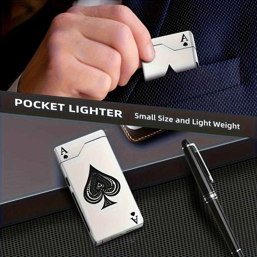A Black Spade Ace Patterned Electronic Lighter, Windproof Lighter, Outdoor Lighter, Home Lighter