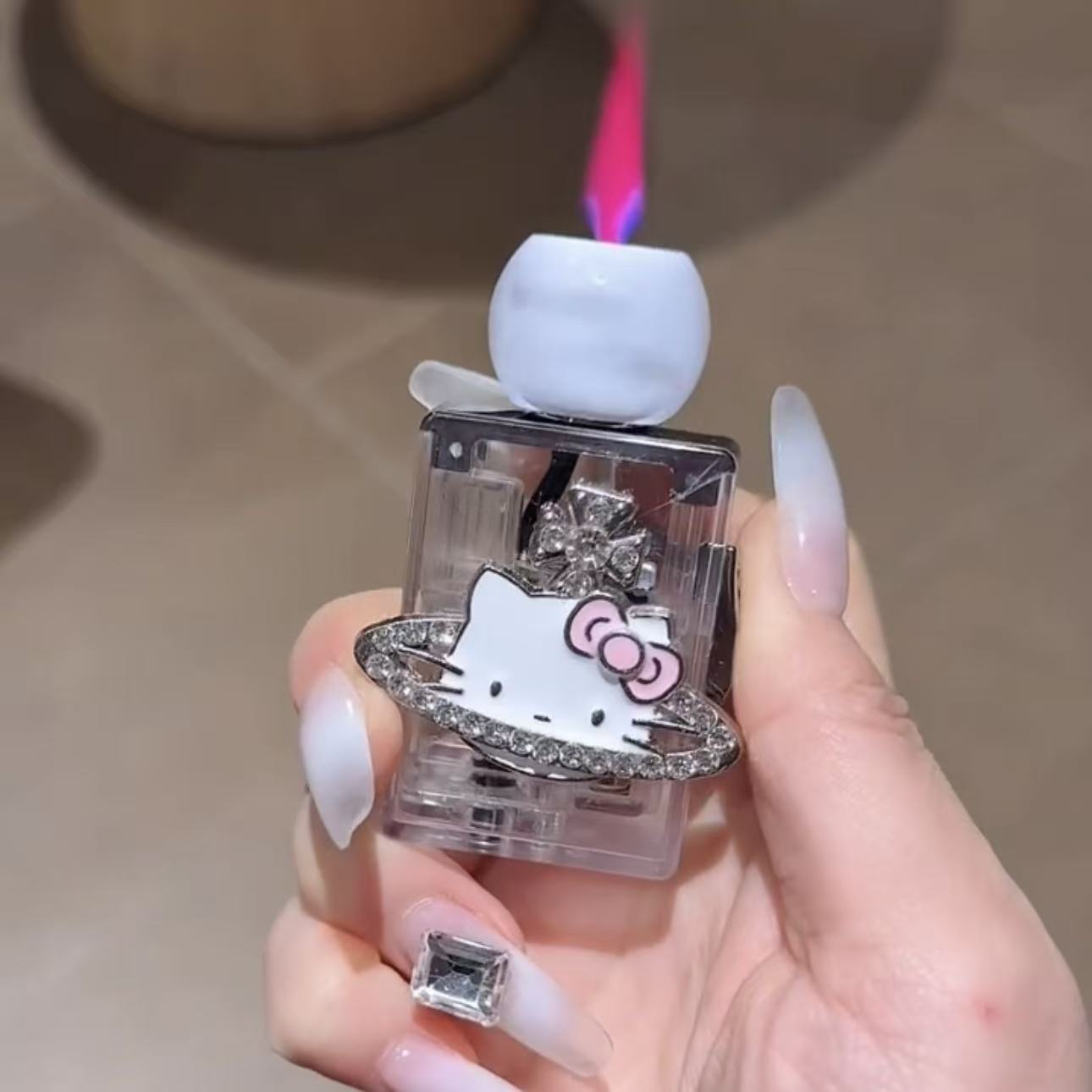 Cartoon-style Windproof Transparent Spinning Top Lighter